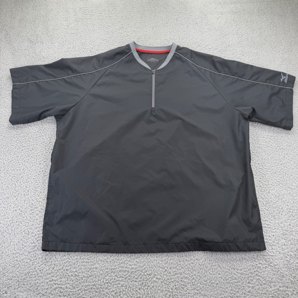 Mizuno Performance Mens XXL Black Quarter Zip Short Sleeve Ripstop Baseball